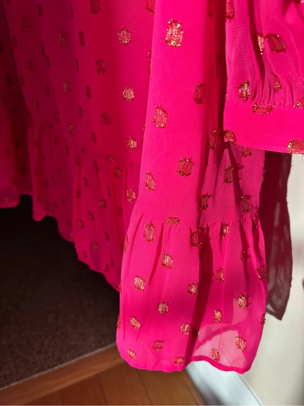 Crown & Ivy Hot Pink with Gold Metallic Dot Accents